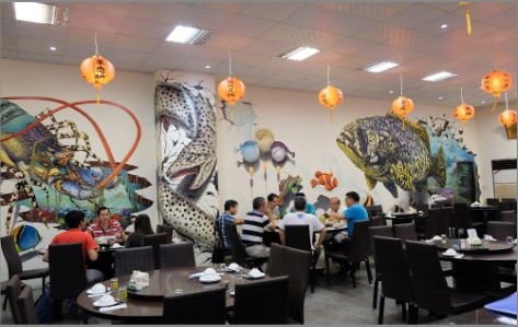 三明海鲜餐厅墙体彩绘